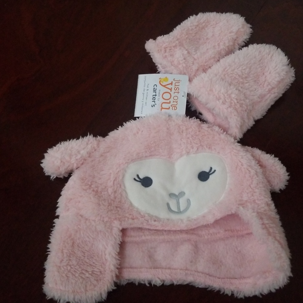 Carter's Lamb Sherpa Hat & Mittens NWT